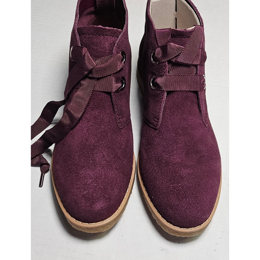 Isaac Mizrahi Live IM ZOE Dark Red Suede‎ Ribbon Lace Desert Boots Womens 6.5M
